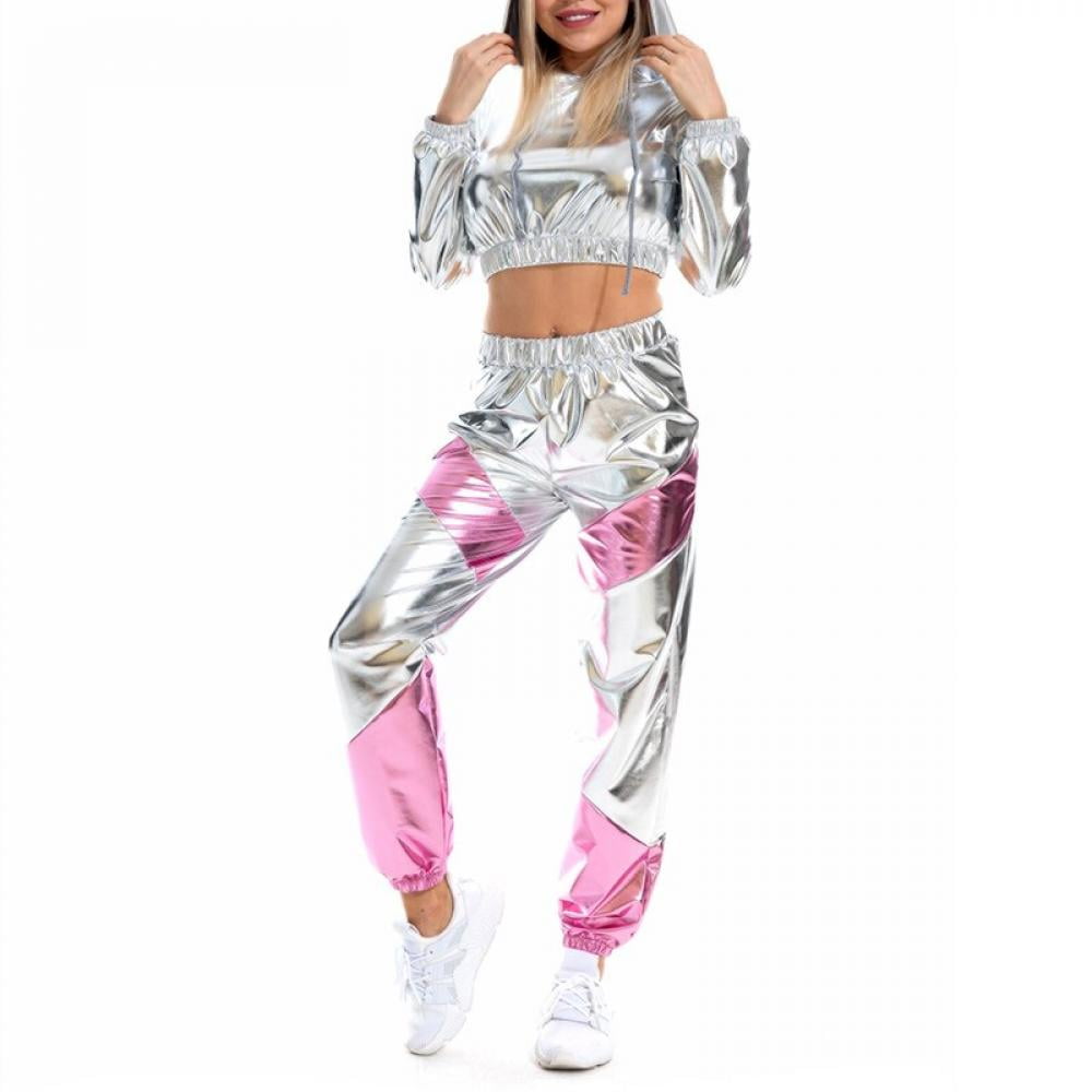 Spdoo Womens Metallic Shiny Pants High 