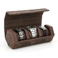 thumbnail image 2 of Bigcan Vintage Crazy Horse Leather Hexagon Watch Roll – Travel-Friendly 3-Watch Organizer with Free Engraving and Soft Cow Suede Protection, 2 of 10