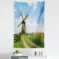 thumbnail image 1 of Windmill Tapestry, Blooming Spring Field in Holland Old Traditional Architecture, Fabric Wall Hanging Decor for Bedroom Living Room Dorm, 5 Sizes, Pale Blue Apricot, by Ambesonne, 1 of 1