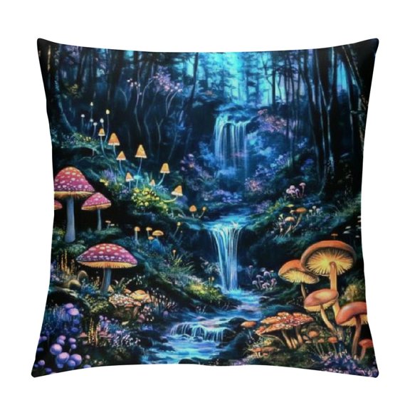 Autua Mushrooms Graphic Decorative Throw Pillow Cover for Home Couch Living Room Bed Sofa - Short Plush Cushion Case with Zipper Closure - Home Decor Gift - 1PC 12x12in