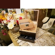 Humidor Cigar Box, Handcrafted Box Top 270 Elegant Glossy Spanish Cedar Humidors with Easy HumidificationSystem, Accurate Digital Hygrometer with 2 Humidor Solution by Wudytim