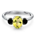 thumbnail image 3 of Gem Stone King 2.10 Ct Oval Canary Mystic Topaz Black Diamond 925 Sterling Silver Ring, 3 of 6