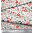 thumbnail image 3 of Soimoi White Japan Crepe Satin Fabric Leaves & Poppy Floral Print Fabric by the Yard 42 Inch Wide, 3 of 3