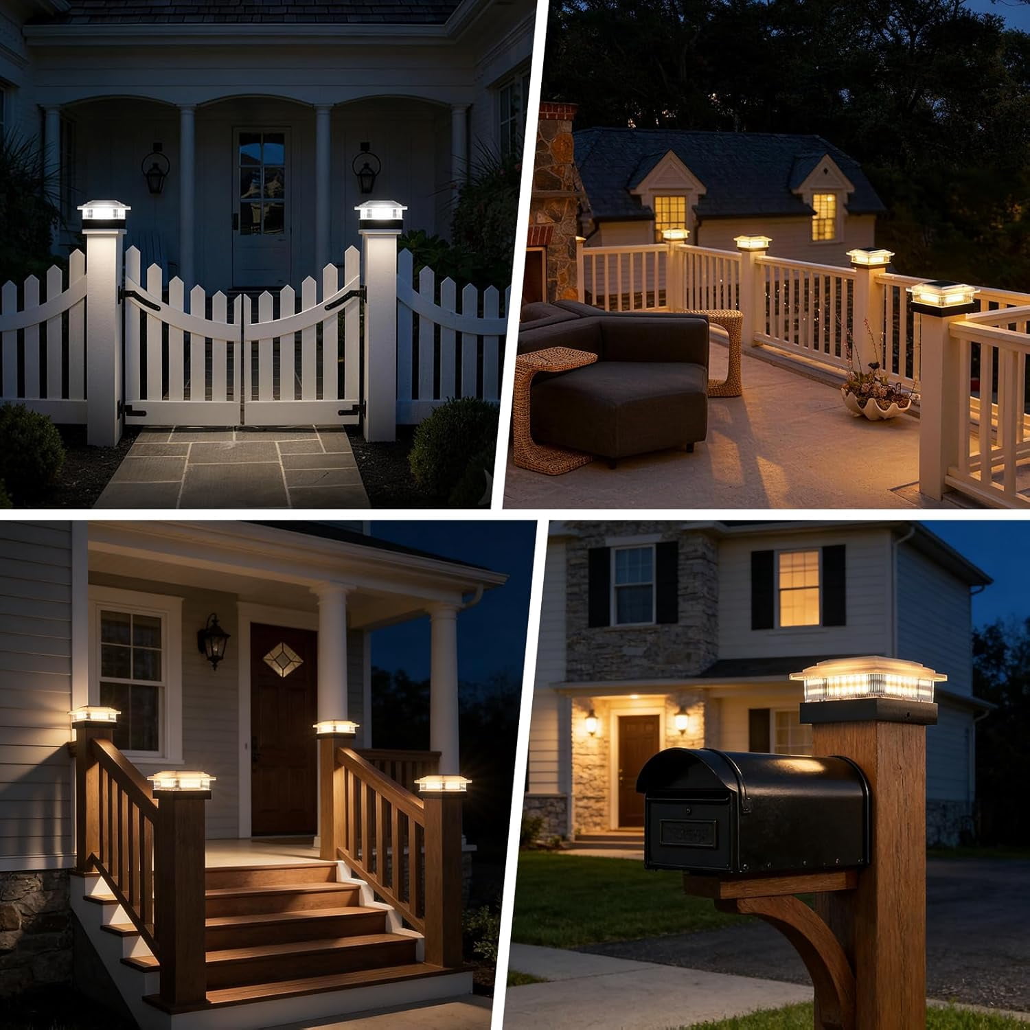 4x4 Solar Post Cap Lights 12 Pack, 4 Modes Outdoor Post Lights Solar Powered Dusk to Dawn Outdoor Post Light Solar Light for 4x4 3.5x3.5 Fence Post Mailbox Post -12 PACK