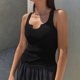 thumbnail image 5 of Ropa interior térmica Tops Moda para mujer Camiseta lisa Blusa sin mangas Cuello en V Camisetas sin mangas casuales Cami Blusa de poliéster para mujer, 5 of 6