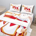 thumbnail image 2 of Ambesonne Cartoon Fitted & Top Sheet Set with Shams, Bunny, Yellow White Red, 2 of 8
