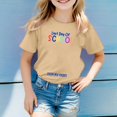 thumbnail image 2 of XUELUO Kids Girls Tops & T-Shirts Summer Last Day Of School Letter Print Round Neck Short Sleeve Pullover Tee Shirts Streetwear,Beige,6-7 Years, 2 of 5