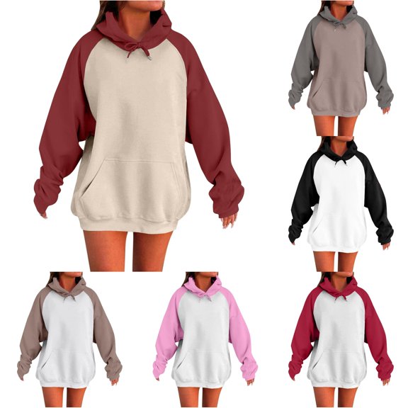 Tanghaowl Women's Sweatshirt Oversized Hoodies for Women Pullover Fall Sweatshirts Fashion Outfits Clothes with Cozy Warm Material Brick Red S