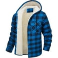 thumbnail image 2 of GrmtClth Winter Jackets for Men Plaid Fleece Lined Hooded Insulated Jackets Button Up Thick Thermal Hoodie Big & Tall Outdoor Long Sleeve Jacket Royal Blue XXL, 2 of 7