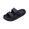 thumbnail image 2 of UDAUDU Womens Mens House Slippers Shower Sandals Comfortable Soft Beach Sole Thick Foam Double Buckle Adjustable Outdoor Shoe Black 9 Wide, 2 of 5
