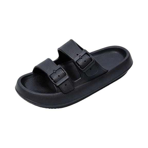 Comfort Sandals for Women and Men Pillow Slippers Double Buckle Quick Dry Adjustable Slides Cushioned Thick Sole EVA Flat Sandals, 43