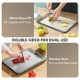 thumbnail image 2 of Cutting Board for Kitchen, AOKIWO Double Sided 304 Stainless Steel & Wheat Straw Chopping Board, Small 14'' ×9.6''  Non Toxic Cutting Boards for Meat Vegetables, Easy to Clean, 2 of 7