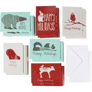 Lot de 144 cartes de vœux Merry Christmas Holiday – Cartes de Noël Happy Holidays en 6 motifs d'animaux d'hiver, cartes de vacances d'hiver assorties en vrac avec enveloppes, 10,2 x 15,2 cm