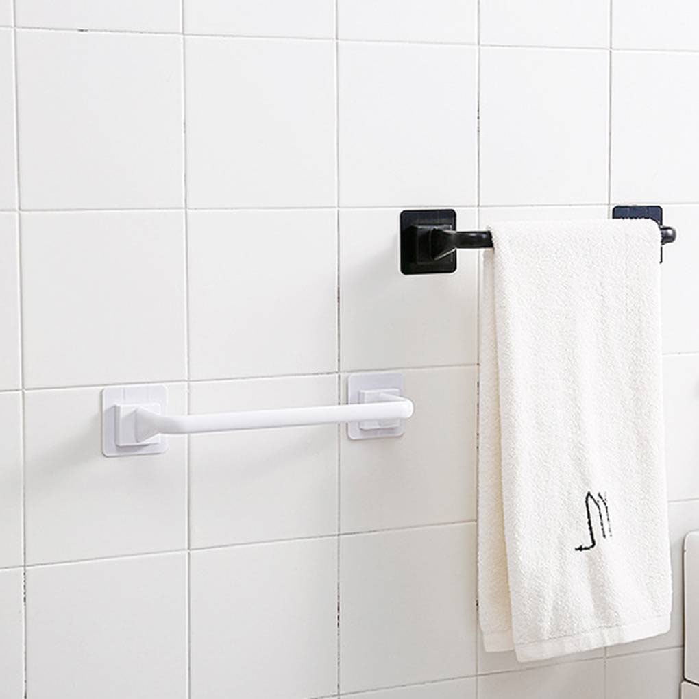 10Inch WallMount Towel Holder, No Drill Stick On Towel Shelf Rack for Bathroom & Kitchen by