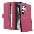 thumbnail image 2 of For Samsung Galaxy S25 Ultra Flip Wallet Case,[RFID Blocking]PU Leather Magnetic Folio Cover,With Card Slots,Flip Folding Kickstand,Shockproof TPU Anti-fall Rugged Phone Case Cover,Red, 2 of 9