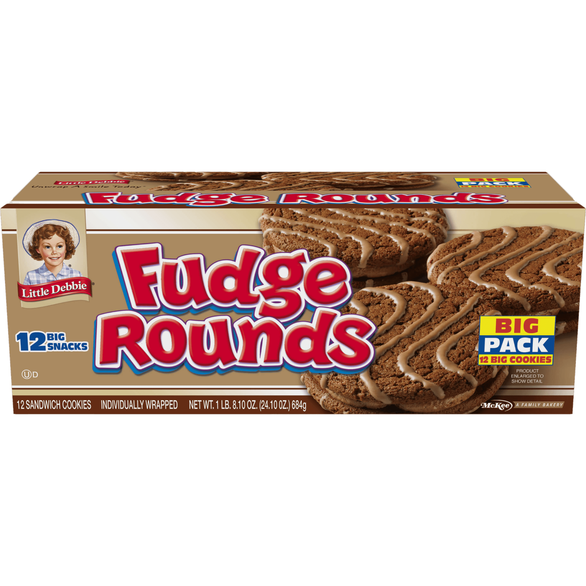 Little Debbie Fudge Rounds, 3 Big Pack Boxes of Chocolate Sandwich Cookies