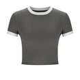 thumbnail image 7 of Summer Plus Size Tops for Womens 2025 Fashion Solid Color Round-Neck Short Sleeve Slim-body Blouse Top Gifts for Womens, 7 of 7