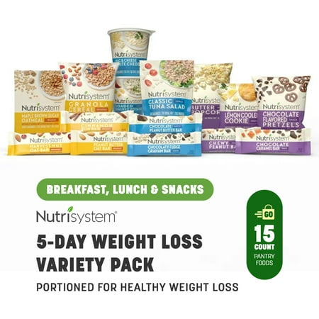 Nutrisystem 5-Day Weight Loss Variety Pack: Breakfasts, Lunches and Snacks, 15 Count (Shelf-stable)