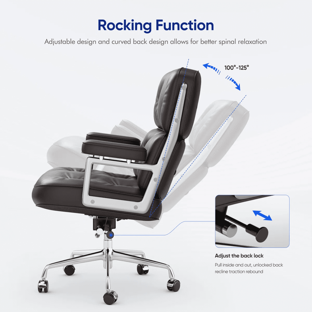 Cottinch Mid Back Genuine Leather Office Chair, Executive Desk Chairs with Aluminum Arms & Thickened Backrest, Ergonomic Office Chair Swivel Office Leather Chair with Lumbar Support, Brown