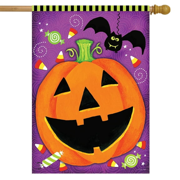 Briarwood Lane Halloween Treats Jack O'lantern House Flag