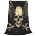 thumbnail image 2 of Balery Gothic Winged Skull Manta de Felpa Suave y Acogedora – Cobija de Franela Aterciopelada para Cama, Lavable y Cálida para Sofá, Mascotas, Transpirable-50"x40", 2 of 7