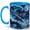 Blue, variant on Water Warrior Coffee Mug, Fantasy Anime Hero Mug, Gamer Birthday Christmas Gift for Men, Blue Ocean Wave Moon Koi Fish Character Art, 11 oz White Ceramic Coffee Cup Gift for Tea
