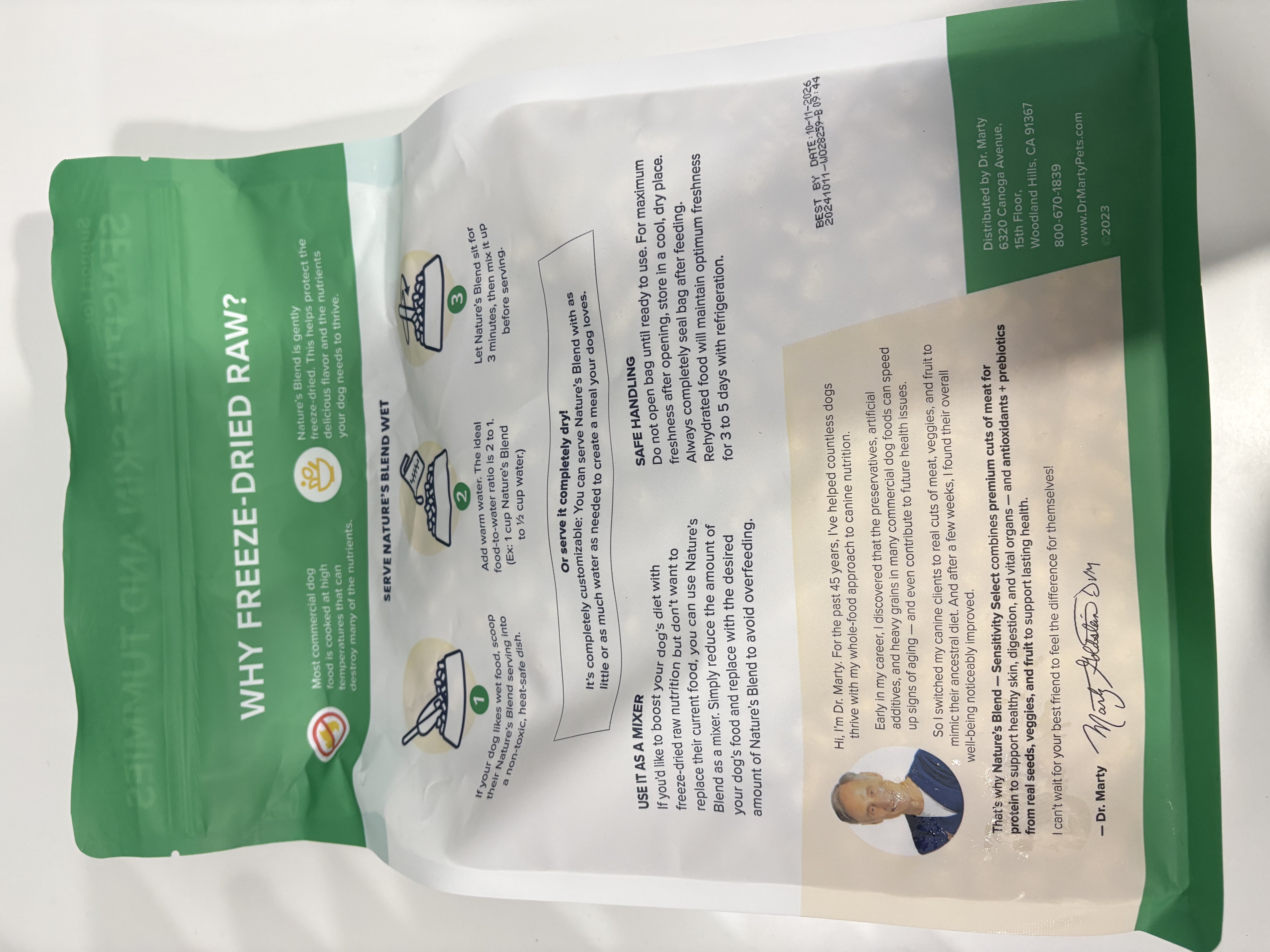 Dr. Marty's Nature's Blend Sensitivity Select Freeze Dried Dog 48