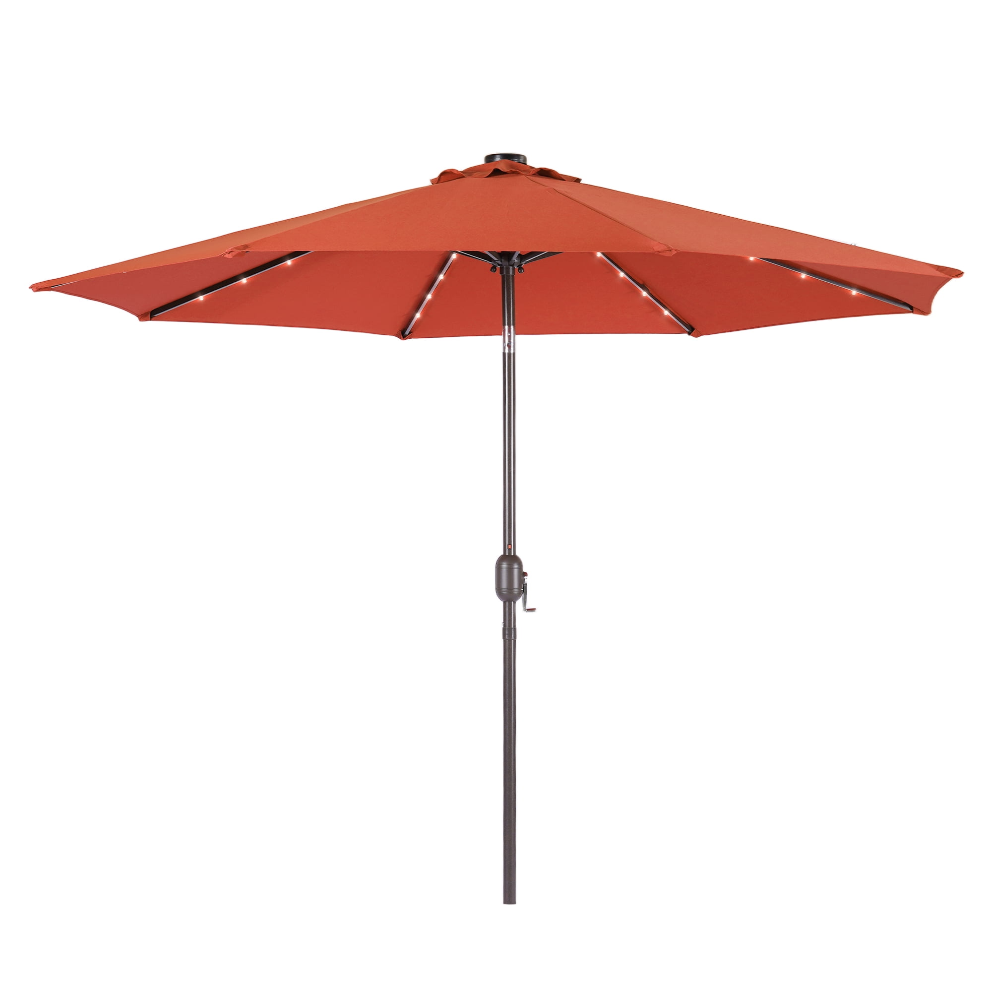 CHYVARY 10Ft LED Round Patio Umbrella with Large Canopy Outdoor Table Umbrella for Garden, deck and pool, Orange