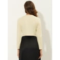 thumbnail image 4 of DARING DIVA Curved Hem Long Sleeves Crop Shrug Cardigan XL Beige, 4 of 6