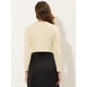 thumbnail image 4 of Cárdigan Allegra K Crop Top Dobladillo Curvo Frente Abierto Bolero Beige M, 4 of 5