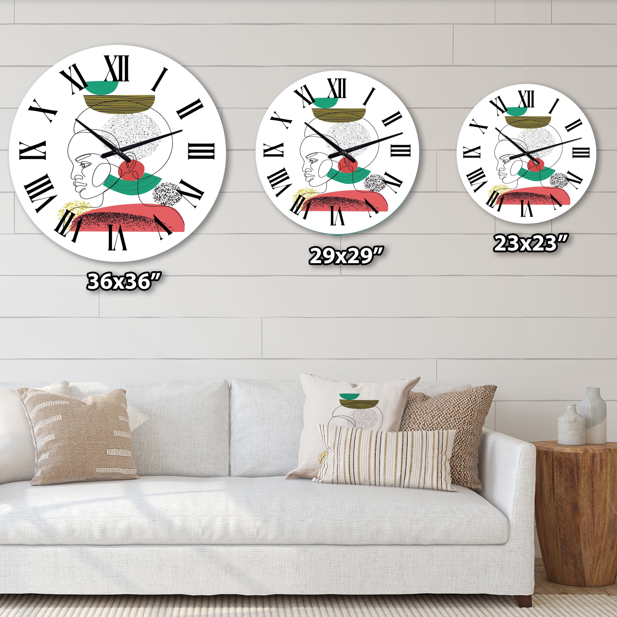 Designart 'One Line Portrait Of Afro American Women Ii' Modern Wall Clock