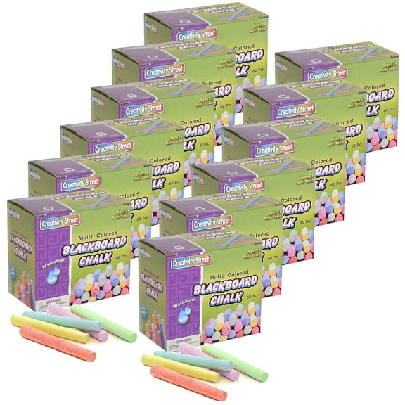 Pacon CK-1761-12 Blackboard Chalk, Multi Color - 60 Piece - Box of 12