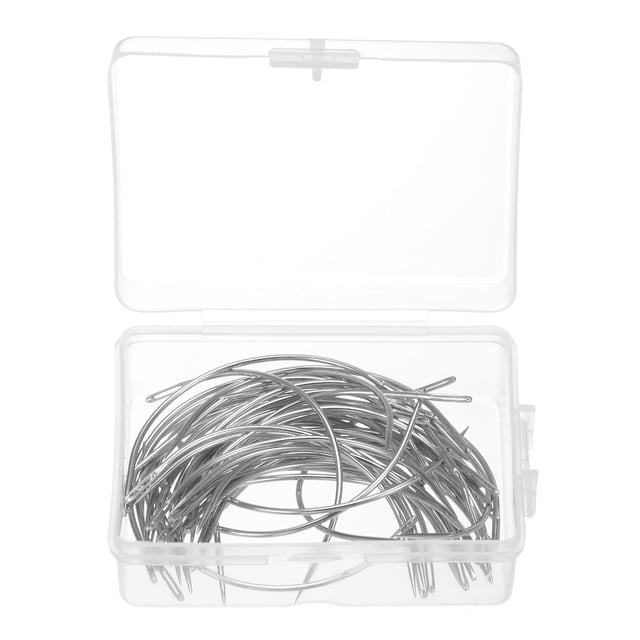 Uxcell 50Pcs Agujas Curvas de 3" Tipo C para Tejer, Hacer Pelucas, Tapicería, Ojo Grande para Alfombra, Cuero, Lona