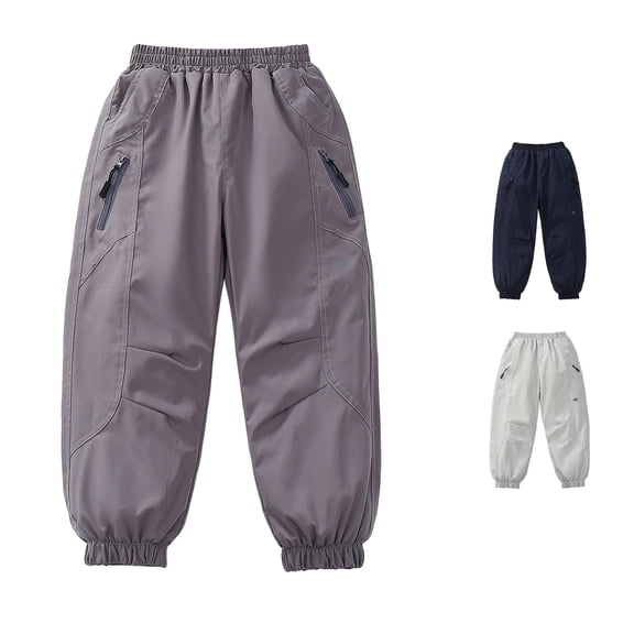 Krdevn Kids Lined Snow Pants, Windproof Waterproof Outdoor Ski Hiking Jogger Trousers for Boys Girls 2â13Y,Light Purple
