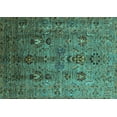 thumbnail image 1 of Ahgly Company Machine Washable Indoor Rectangle Oriental Turquoise Blue Industrial Area Rugs, 5' x 7', 1 of 4