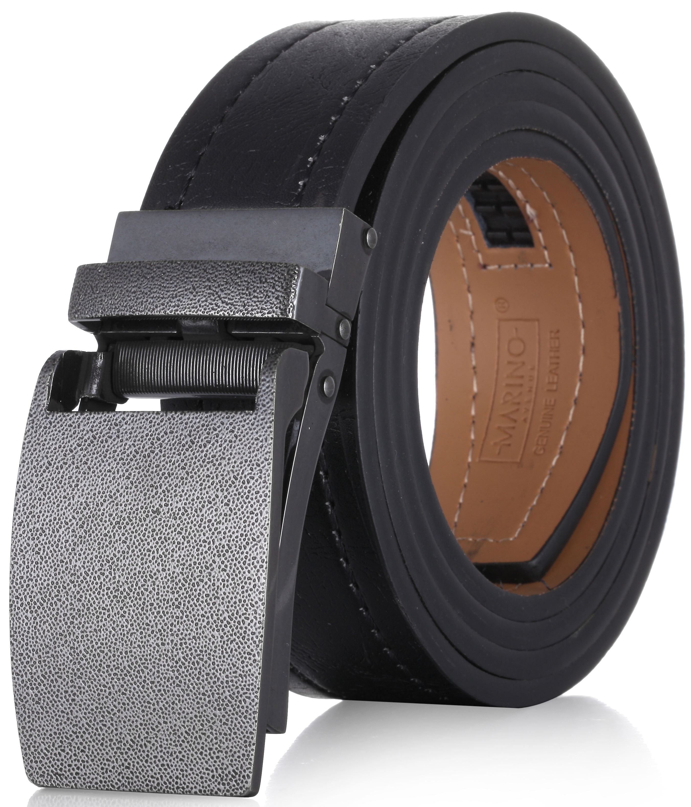 Marino Avenue Genuine Leather belt for Men, 1.3/8" Wide, Casual Ratchet Belt with Automatic