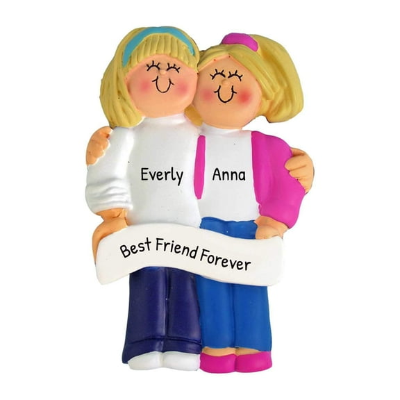 Ornaments by Elves Personalized Blonde Girls Friendship Ornament 2024 in a Giftable Packaging