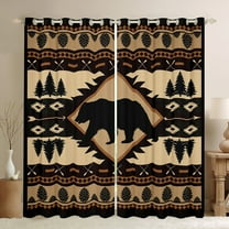 jejeloiu Jungle Animal Bear Blackout Curtains Set of 2 (52x84 Each),Rustic Pine Cone Window Curtains,Brown Beige Aztec Curtains and Drapes For Adults,Microfiber Bedroom Decor