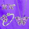 thumbnail image 6 of DESIGNICE Necklaces & Pendants Butterfly Jewelry Women Butterflies Birthstone Pendant Necklace/Earrings/Rings Wedding Gift (Purple), 6 of 7