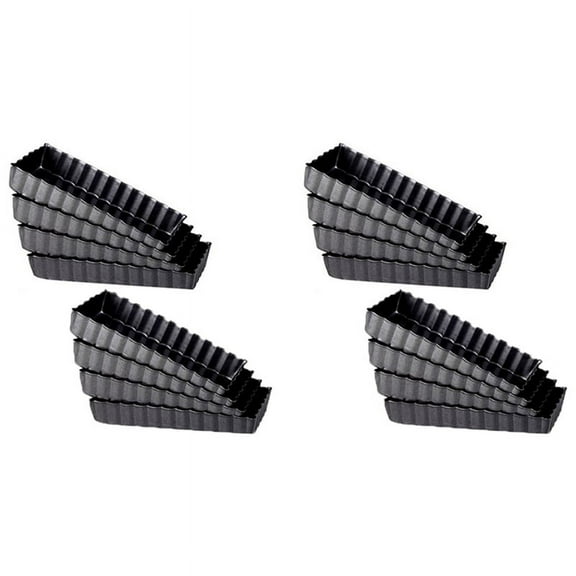 16 Pcs Non-Stick Quiche Tart Pans with Removable Bottom,Fluted Tart Tin for Fruit Pie Cake Biscuit Baking