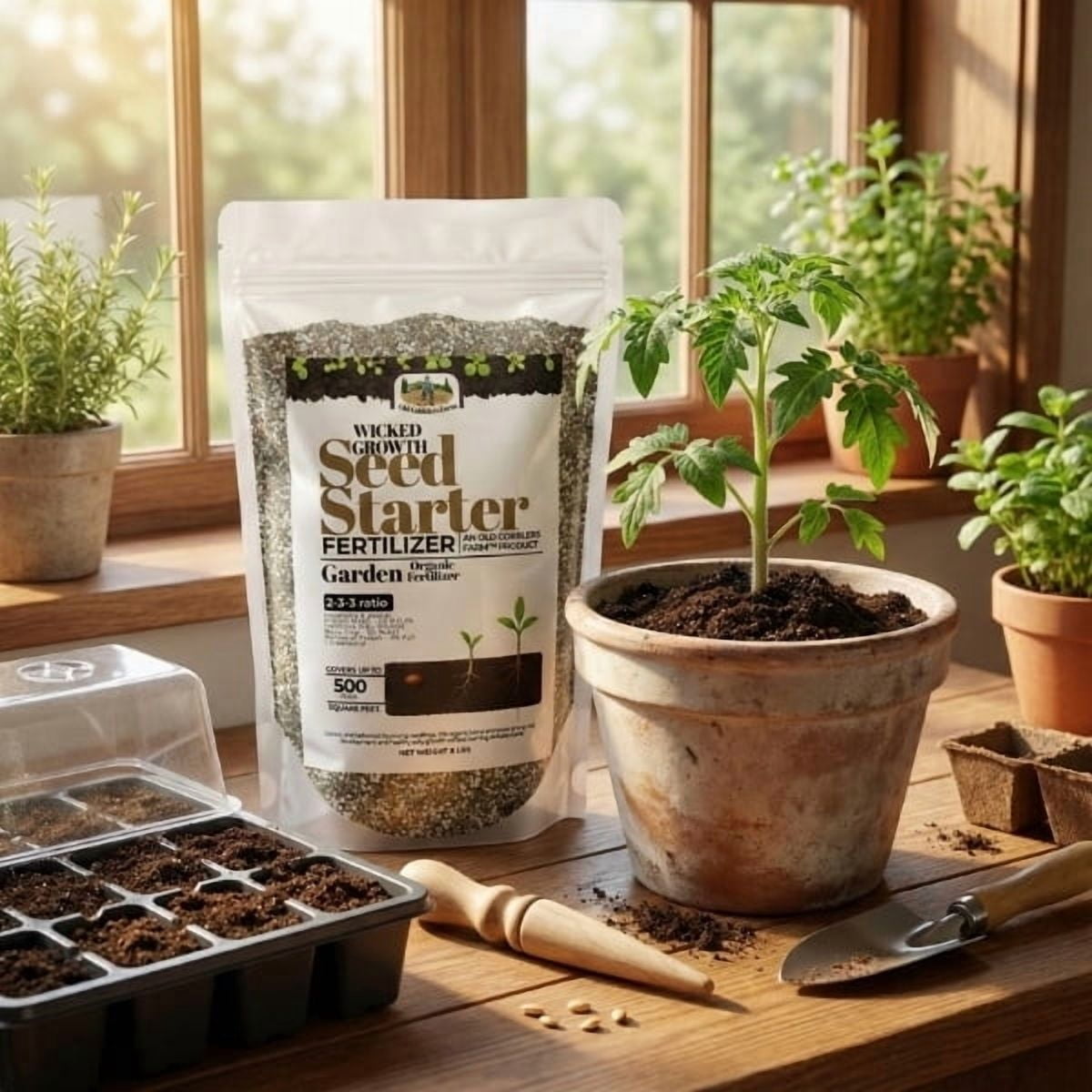 Old Cobblers Farm™ Wicked Organics Organic Seed Starter -  Natural Fertilizer for Potting Soil, Strong Roots & Healthy Seedling Growth (5 lbs | 10 lbs | 15 lbs | 20 lbs) (5 lbs)
