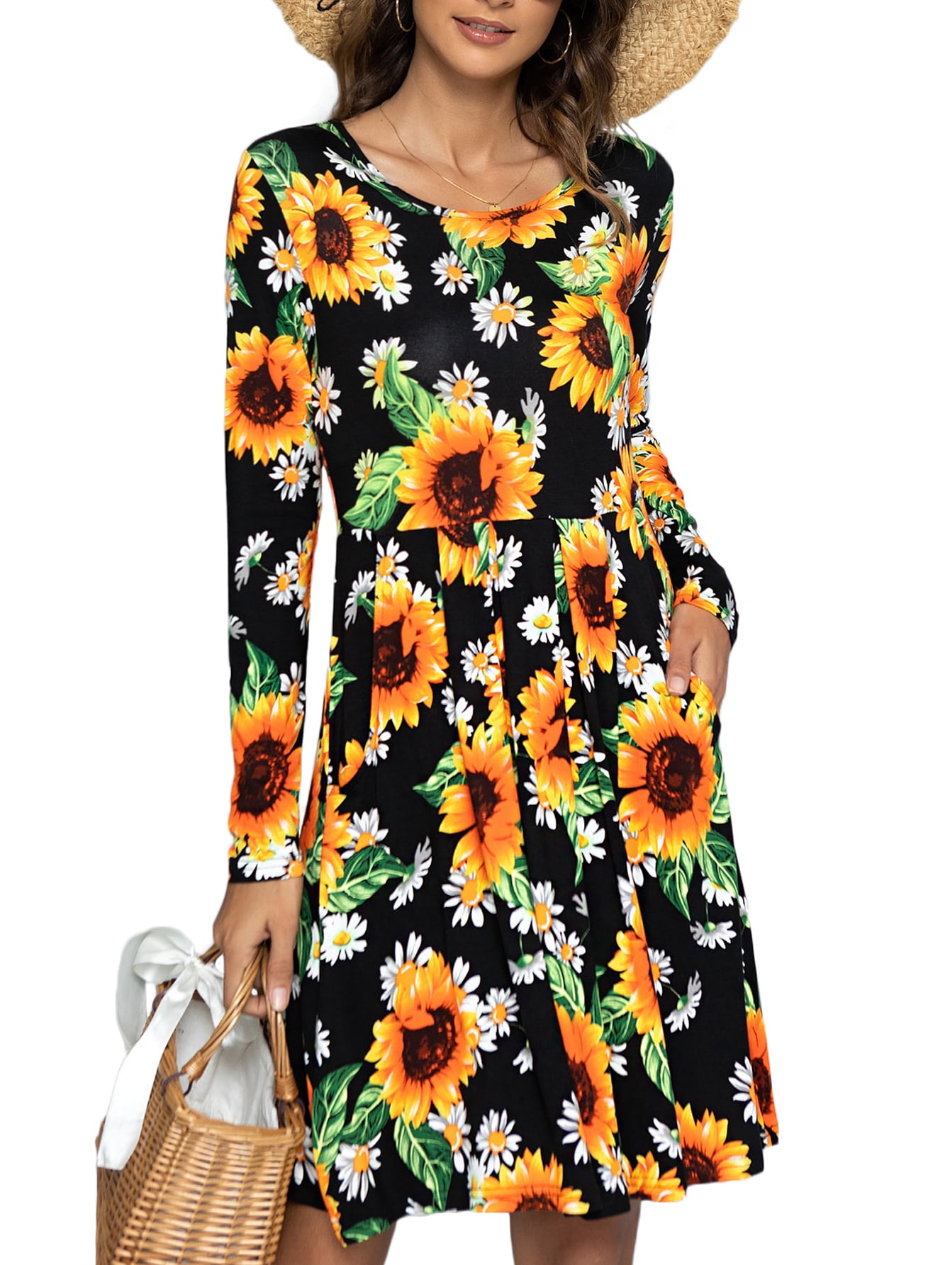 3/4 SLEEVE WHITE LINEN TUNIC WITH FLORAL EMBROIDERY