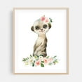 thumbnail image 2 of Meerkat, Jungle Animals, Safari Animals, Pink Flowers, Girl Nursery - Illustration Animal Watercolor Floral Whimsical Wildlife Botanical Unframed Wall Art Print 36 x 48 inches, 2 of 13
