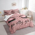 thumbnail image 3 of Homewish Pretty Girl 7-Piece Bedding Comforter Set,Chic Gliyyet Print King Bedding Sets,Rose Pink Bed Sheets For Kids,Ultra Soft Home Decor, 3 of 8