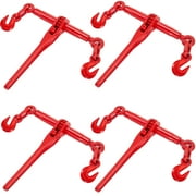 SKYSHALO Chain Binder 3/8in-1/2in, Ratchet Load Binder 9215lbs Capacity, Ratchet Lever Binder w/ G70 Hooks, Adjustable Length, Ratchet Chain Binder for Tie Down, Hauling, Towing, 4-Pack in Red