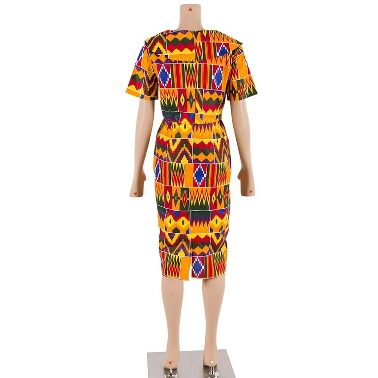 African Print Dresses for Women Short Sleeve Dashiki Traditional Clothing  WY6482 - Walmart.com