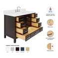 thumbnail image 3 of ARIEL Cambridge 48" Espresso Bathroom Vanity, 1.5" Edge Carrara White Quartz Countertop & Splash, Rectangular Sink, 2 Soft Closing Doors, 9 Full Extension Dovetail Drawers, Brushed Nickel, 3 of 8