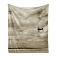 thumbnail image 1 of Vintage Airplane Soft Flannel Fleece Throw Blanket, Airplane Dramatic Cloudy Skies Aviation Flyby Obsolete Composition Print, Cozy Plush for Indoor and Outdoor Use, 50" x 70", Sepia, by Ambesonne, 1 of 6