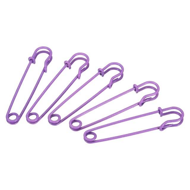 Uxcell Safety Pins 2.95 Inch Large Metal Sewing Pins Purple 15Pcs