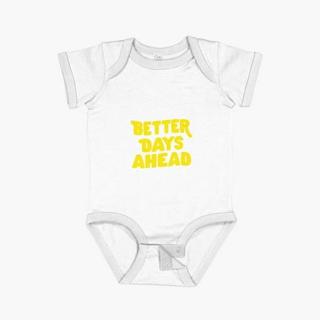 MOM & BABY Better Days Ahead by The Motivated Type in Lilac Purple and Yellow Short Sleeve Baby One-Piece